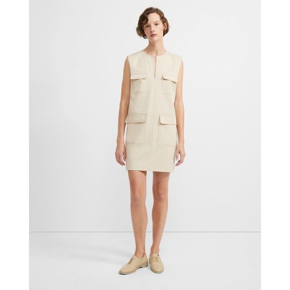 NWOT Theory Utilitarian Shift Cargo Cotton Dress in Stretch Chino Size 4